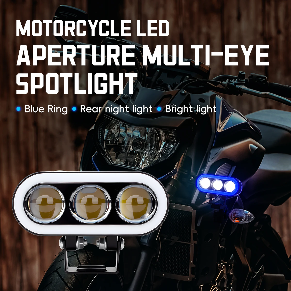 Picture 3: 1/2PCS Motorcycle LED Spotlight 3/4 Lens White Yellow Hi/Low Beam With Blue Angle Ring For ATV UTV RV Offroad Work light 12-24V