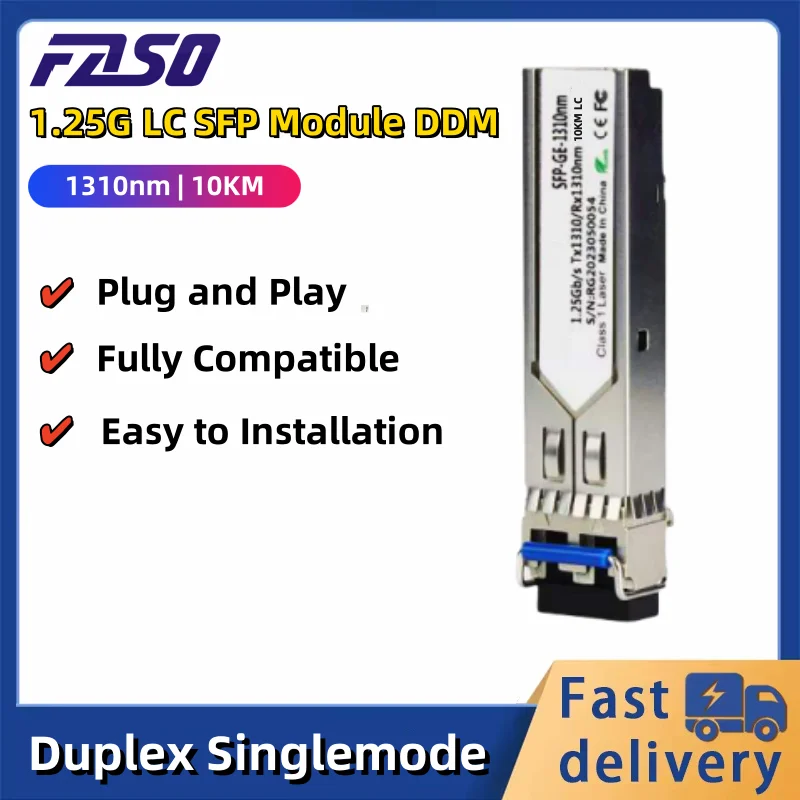 وحدة إرسال واستقبال الألياف الضوئية 1.25G وضع واحد مزدوج LC 1310nm 10 كجم متوافقة مع مفتاح Cisco/Mikrotik/Netgear/UBNT