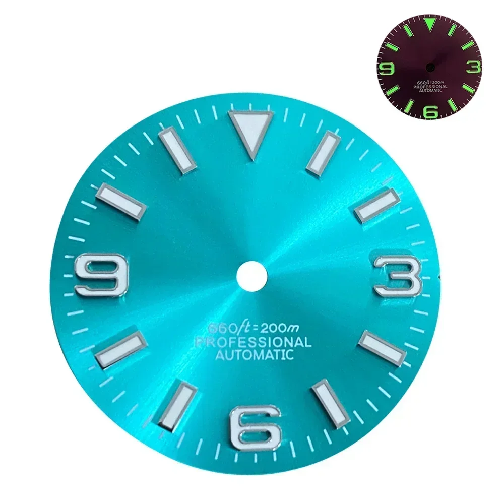 369 Nails Sunburst 28.5mm Modified Plate Green Luminous Suitable for NH35/36/4R/7S Movement Dials