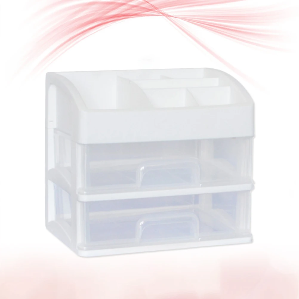 

Drawer Type Storage Case for Cosmetics Makeup Bathroom Travel 2 Drawers Plastic ganizer Compartments Lipsticks Foundations