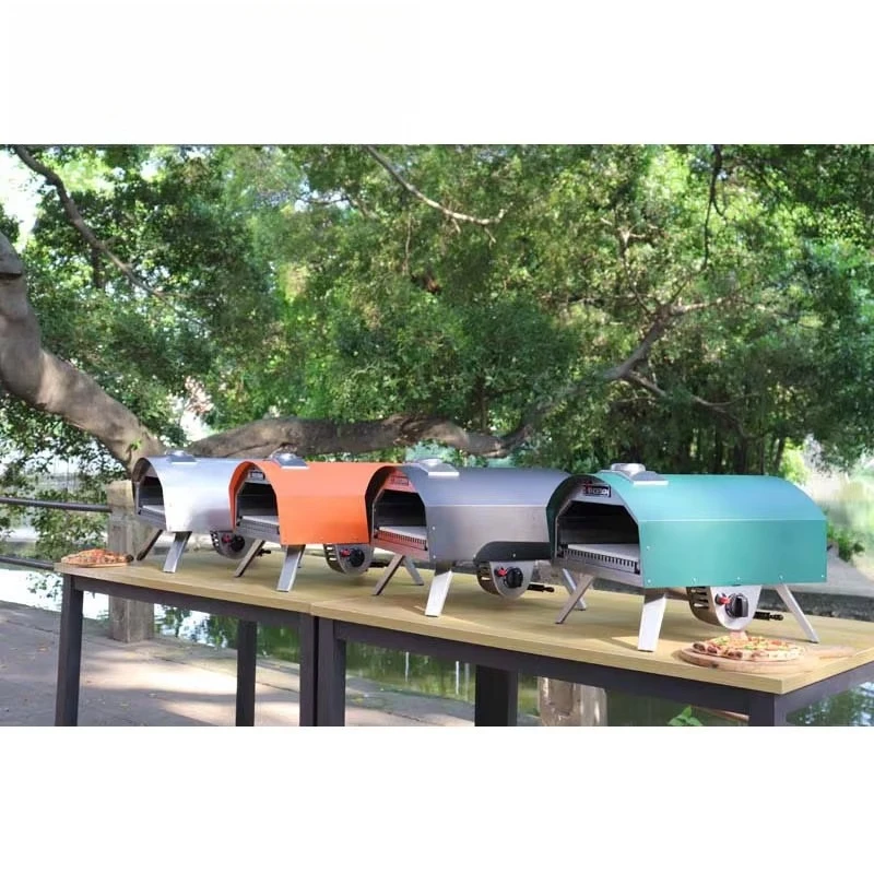 Popular Commercial Outdoor Portable Freestanding Single Stainless Steel Gas Pizza Oven Temperature Control for Household Kitchen