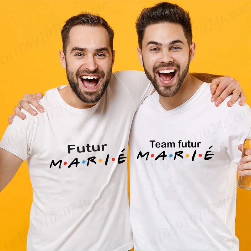 الفرنسية Evg المستقبل العريس فريق تي شيرت أصدقاء واحد حفلة البكالوريوس فرقة التي شيرت وصيف أفضل رجل المشاركة الزفاف تيز #2