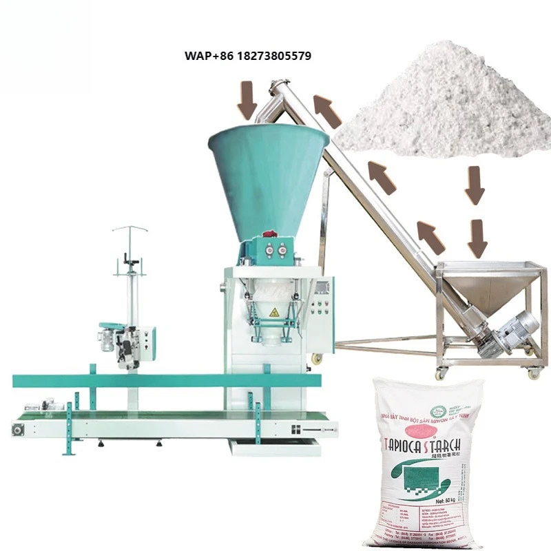 Factory Direct 20kg 25kg 50kg Wheat Flour Coffee Powder Packing Machine Automatic Auger Screw Feeding Weighing Sewing