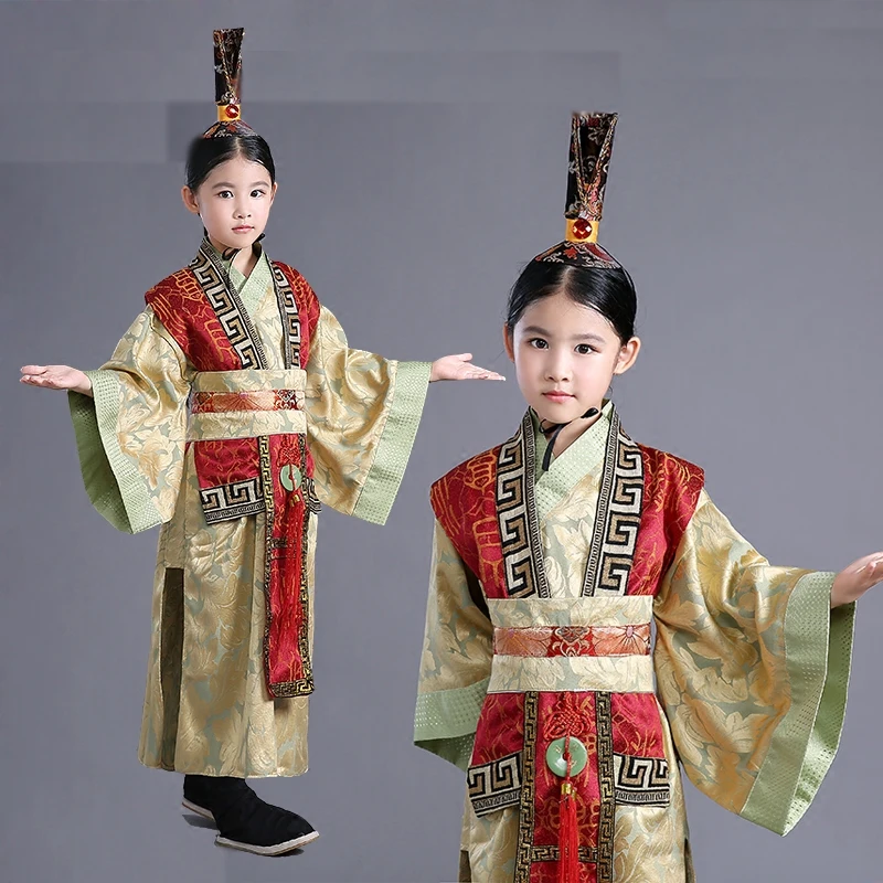 Children's Ancient Costume Chinese Minister General Official Warring States, Qin and Dynasties Dynasty Emperor Boy Performance