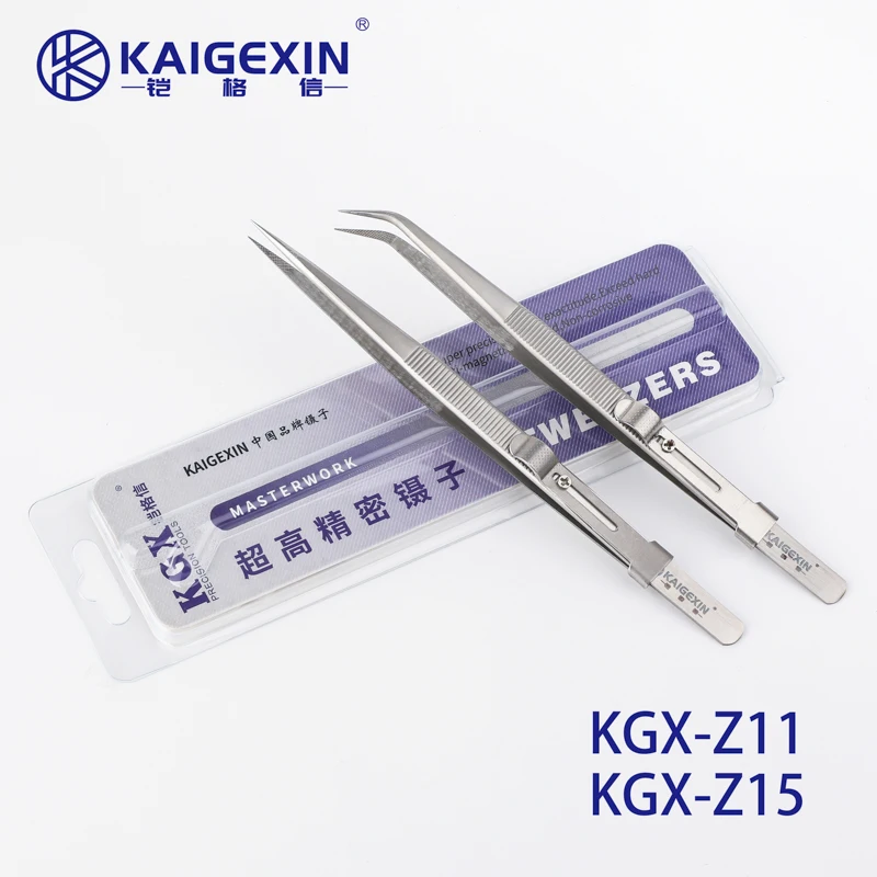 KGX-Anti-Static Industrial Tweezers, Curved Straight Tip, Precision Stainless Forceps, Phone Electronics Repair Hand Tool