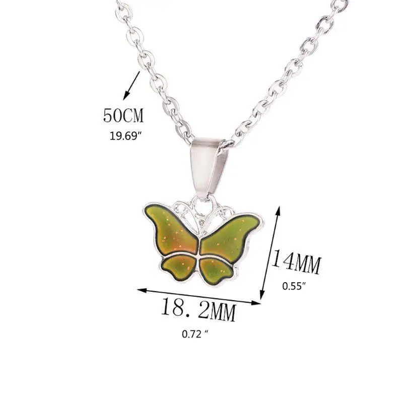 J78F لطيف للفراشة قلادة قلادة الأحجار الكريمة العاطفة الشعور تغيير لون الرقبة