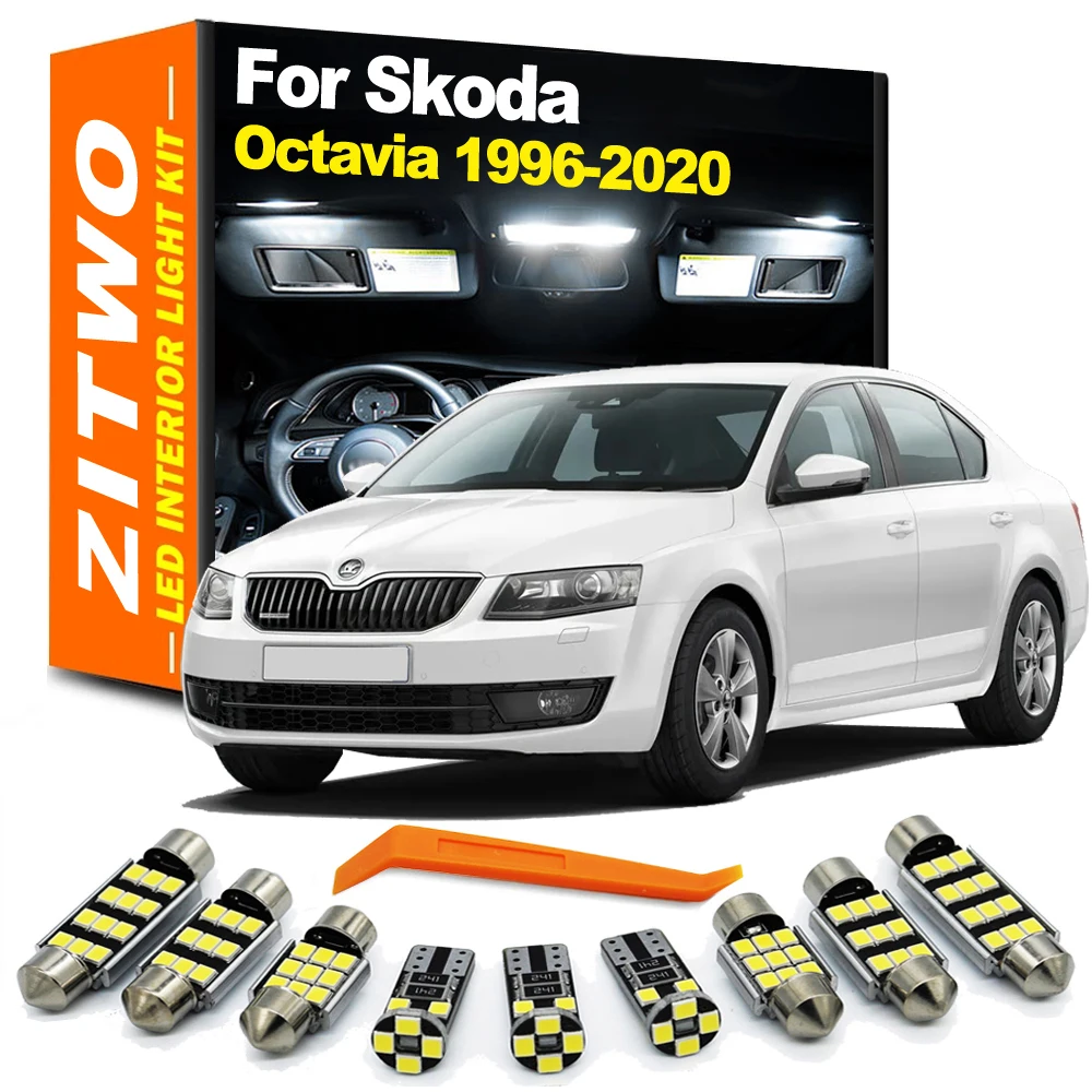 ZITWO Zestaw żarówek wewnętrznych LED do Skody Octavia MK1 MK2 MK3 I II III A5 A7 1U 1U2 1U5 1Z 1Z3 1Z5 5E 5E3 5E5 1996-2019 2020