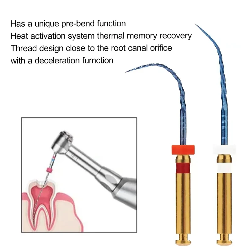 6 sztuk/pudło dentystyczne, aktywowane termicznie, niklowo-tytanowe giętkie pilniki do obróbki kanałowej, obrotowe, endodontyczne, narzędzia