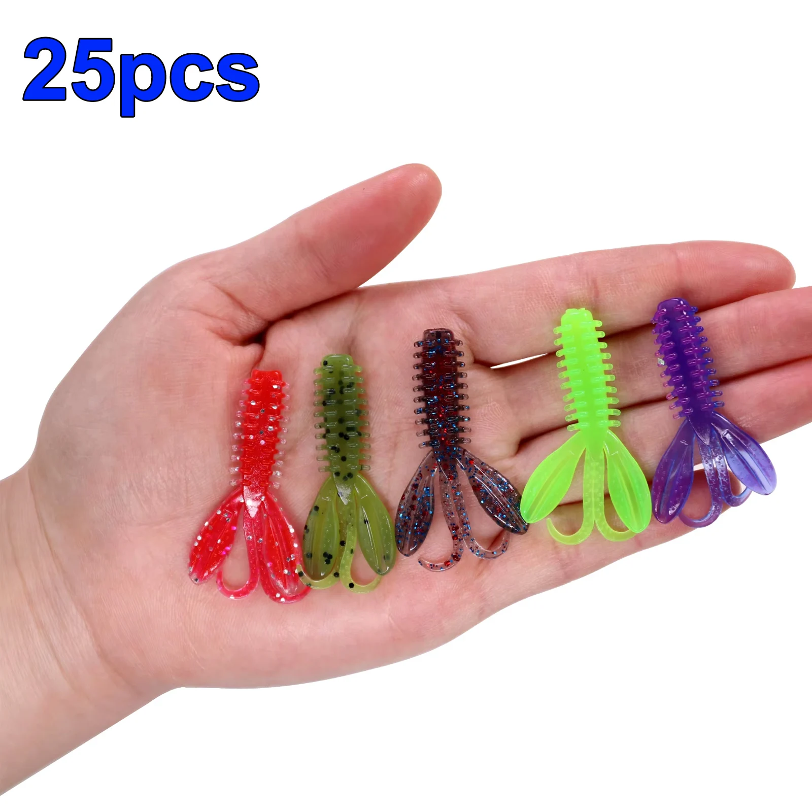 

25pcs Fishing Soft Lures Swimbait 50mm 1.4g Silicone Bait Freshwater Artificial Baits Soft Worms For Bass Pike Carp Fishing