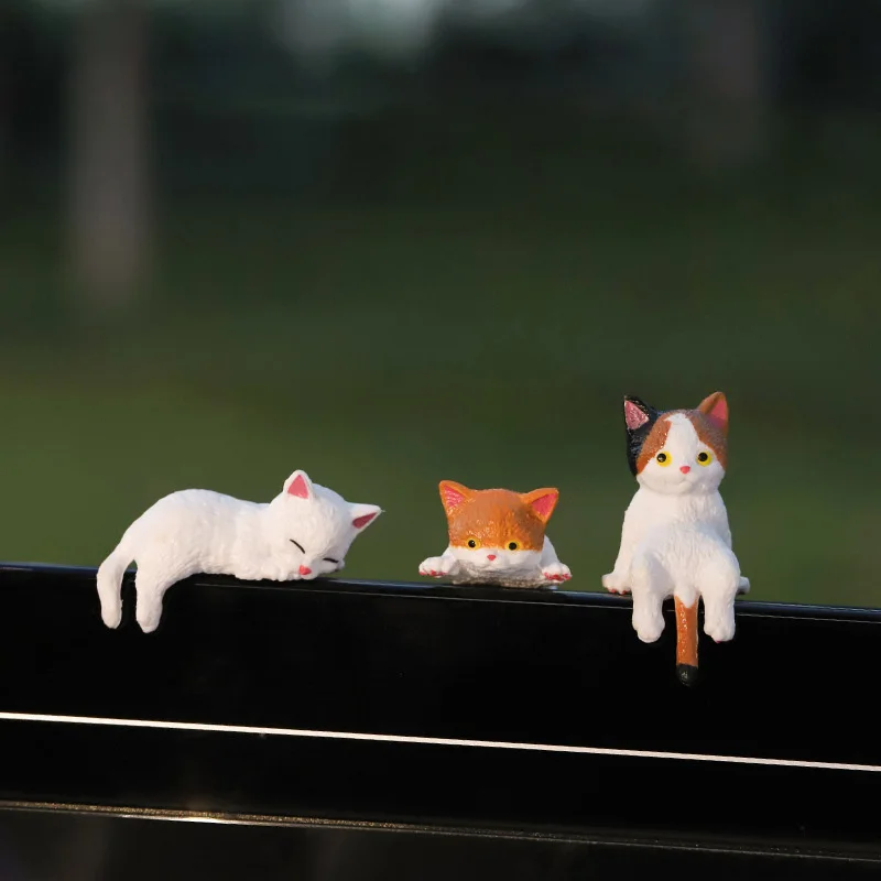 1PC Cute Sleeping Kitten Car Dashboard Ornament Creative Cat Doll Auto Interior Screen Decoration Micro Landscape Gift