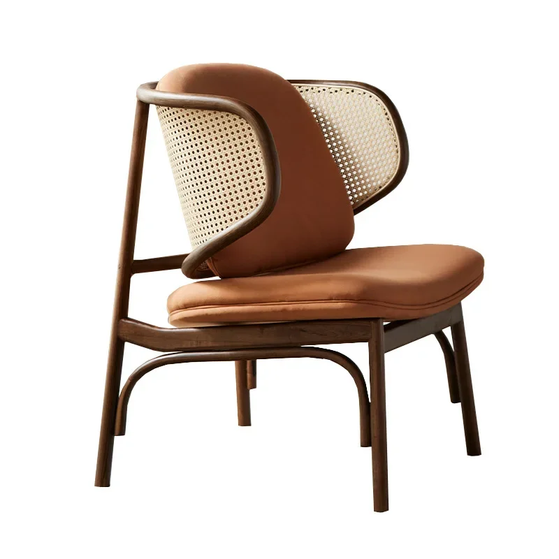 

Tatami single leisure chair Nordic rattan chair bedroom modern simple solid wood rattan chair