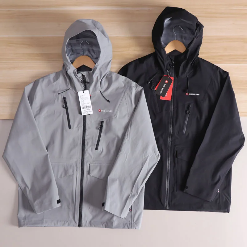 

High-End Men's Outdoor Sports Jaet with Hood 3D Tailoring Full Glue Windbreaker Autumn Season Polyester Fiber Warmth