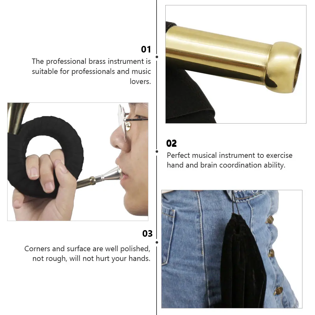 

French Horn Brass Instrument Premium Wind Music For Beginners Professionals Hand Brain Coordination Exercise Portable Practical