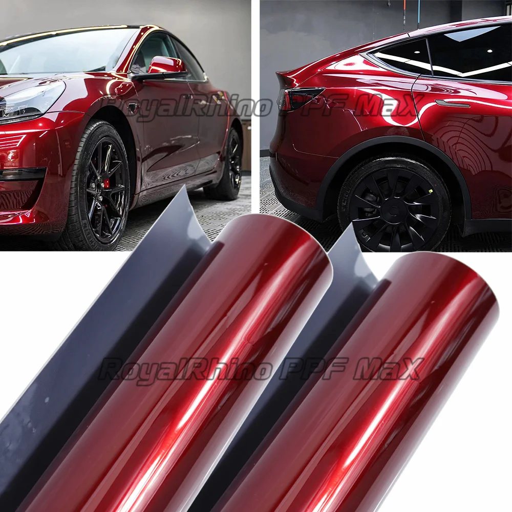 PET Gloss Dragon Blood Red Metallic Vinyl Wrap Roll autoadesivo Gentiana Red Car Wrap Decalcomanie Involucro per moto