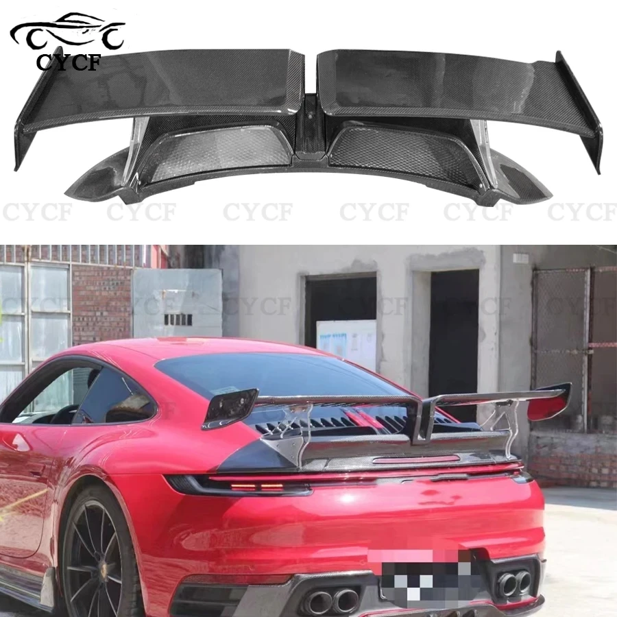 For Porsche 992 Tahriat Style Carbon Fiber Rear Spoiler Tail fins Duckbill Car Wing Retrofit the rear wing Top Wing body kit