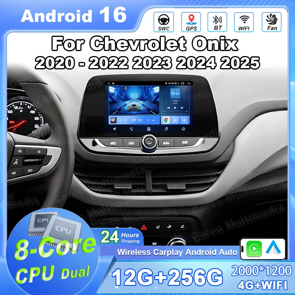 Android 16 For Chevrolet Onix 2020 - 2022 2023 2024 2025 Car Radio Carplay Multimedia Player GPS Video Autoradio Dash CAM 4G BT