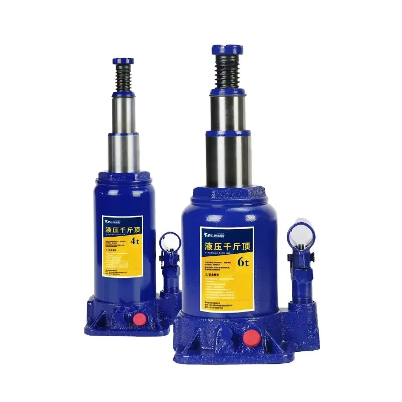 4 6 12 20 Ton 2 Stage Bottle Jack Car Vertical Hydraulic Jack with Safety Valve Handle Alloy Steel 40-50cm Max Height