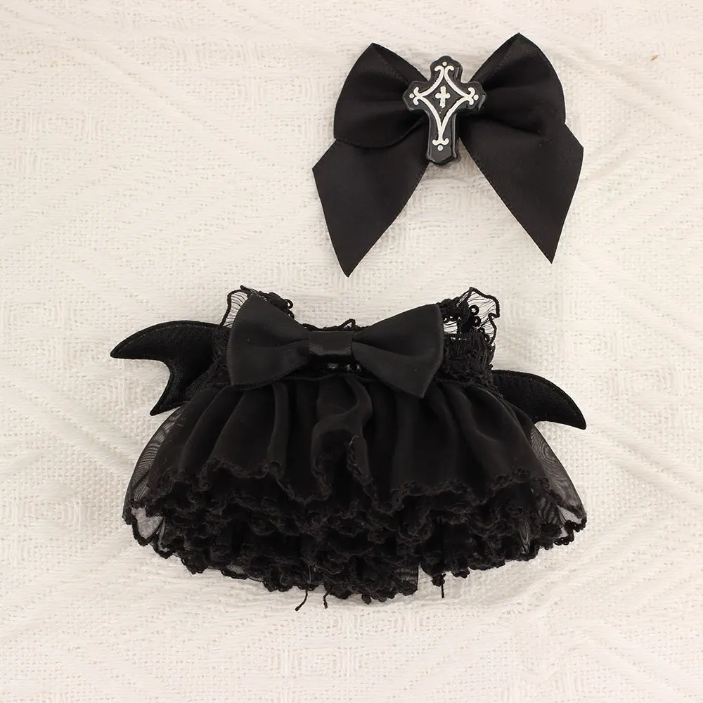 Für Labubu Puppenkleidung Ein Rock mit schwarzen Fledermausflügeln Halloween-Puppenkostüme 17 cm Kleidung Schuhe Puppe DIY-Zubehör