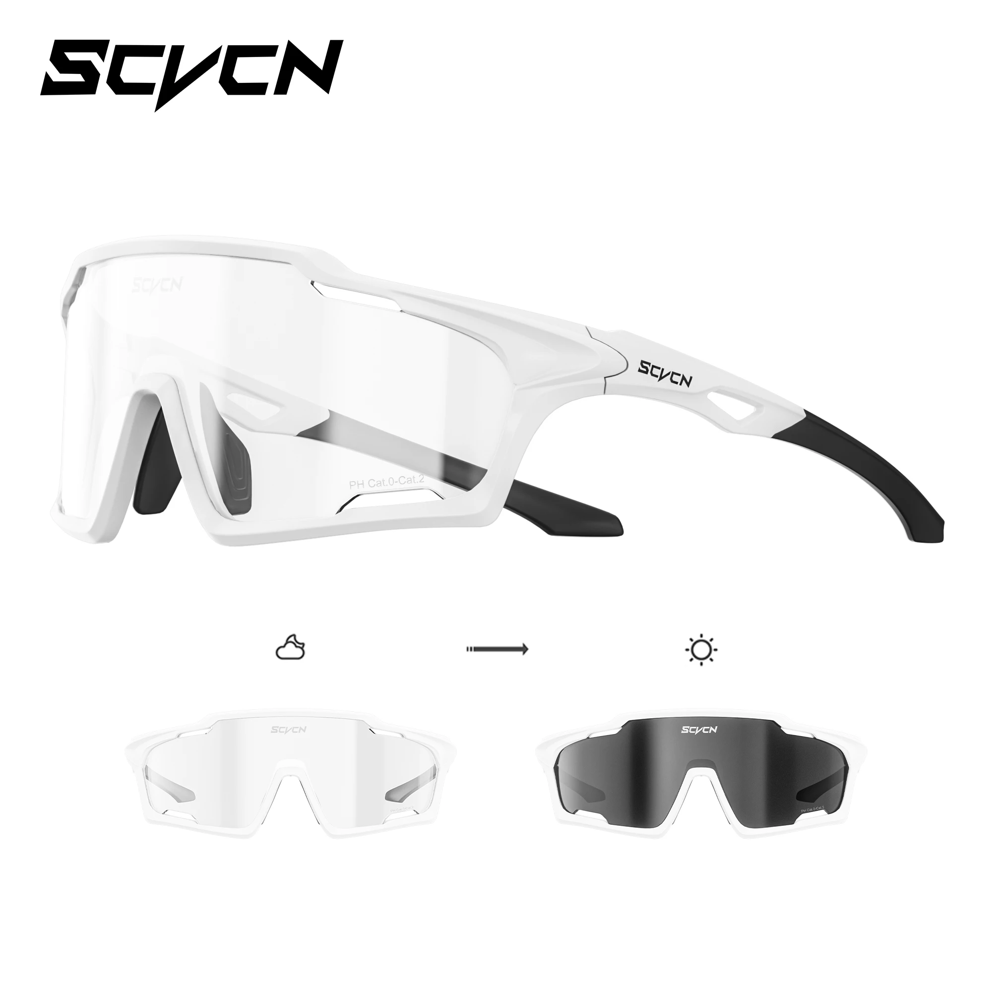 SCVCN Photochrome Sonnenbrille für Herren, Fahrradbrille, MTB, Skaten, UV400, Angelbrille, Damen, Fahrrad, Baseball 2026