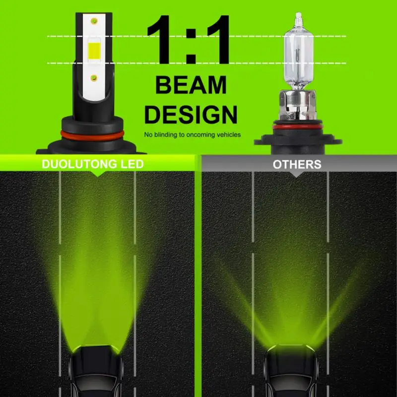 Lampu depan kabut LED hijau Lemon, lampu depan mobil H7 H8 H9 H11 9006 HB4 9005 HB3 Auto DRL mobil siang hari