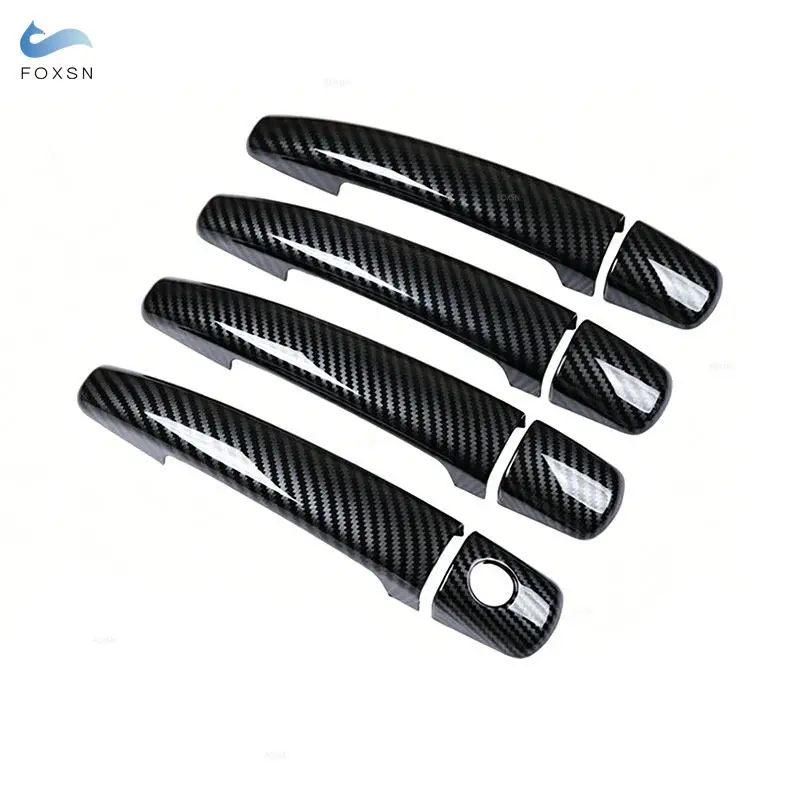ABS Styling Silver/Carbon Texture Car Exterior Door Handle Cover Trim For Peugeot 308 SW CC RCZ 2007 2008 2009 2010 2011 -2013
