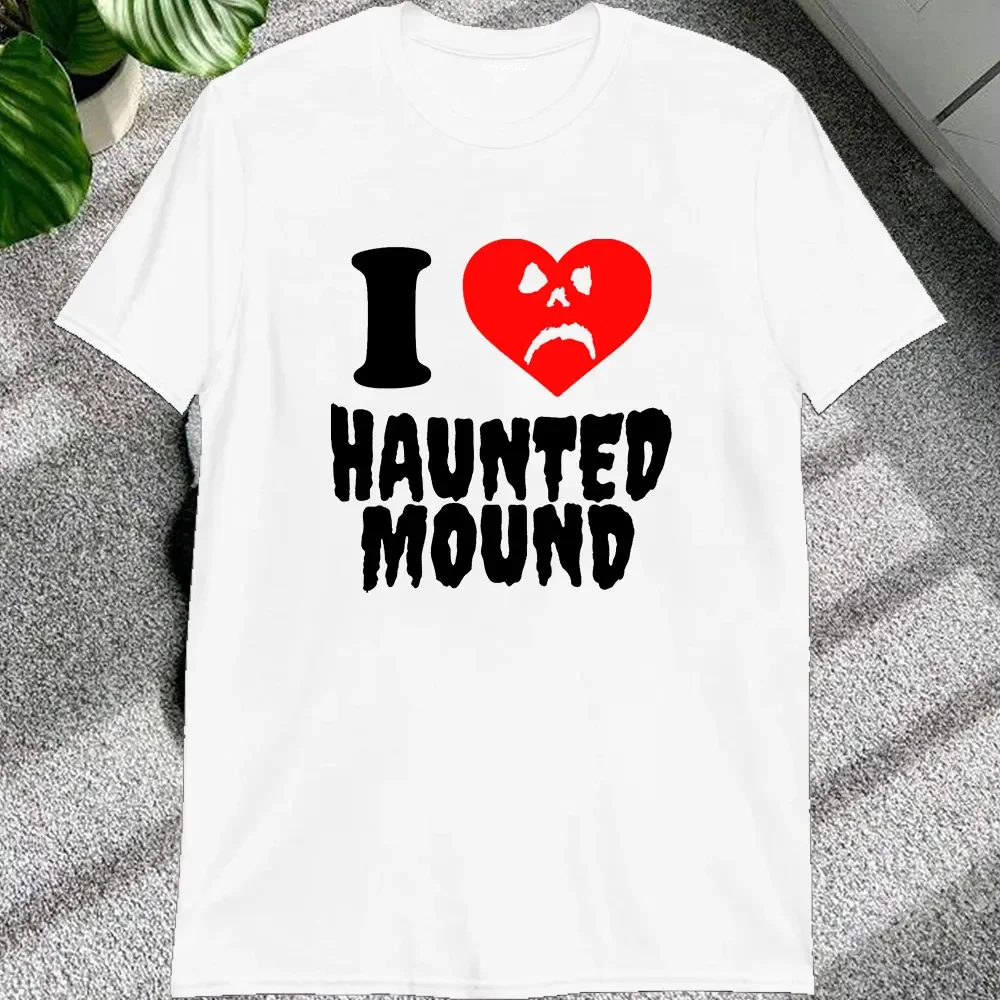 Short Sleeve Tshirt O-neck Creative Lady Tshirts Funny Style Heart Shape Sematary I Love Haunted Mound Man T Shirt Popular Trend