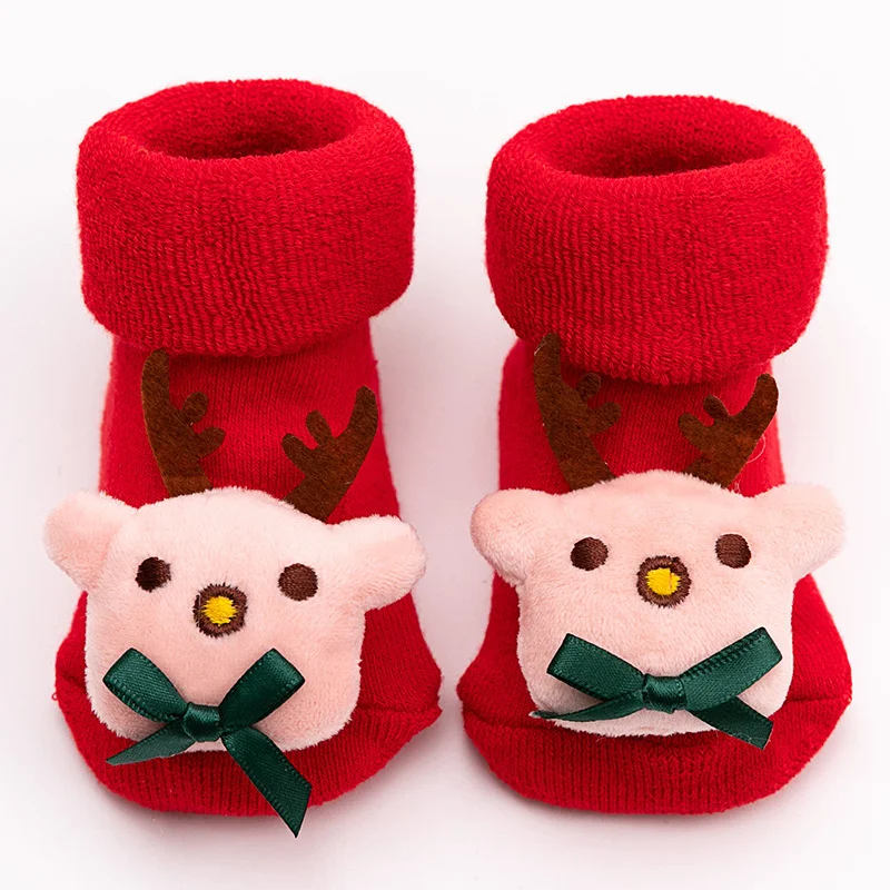 Christmas Baby Socks for Boys Girls Autumn Winter Toddlers Anti Slip Socks Infant Newborn Cotton Floor Sock Shoes New Year Gift