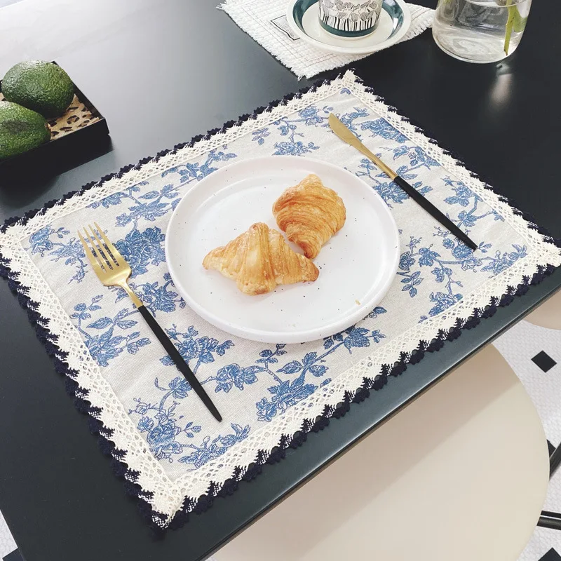 Mizukuni-style Pastoral French Modern Minimalist Fabric Dining Table Showroom Café Lace Placemats and Napkins