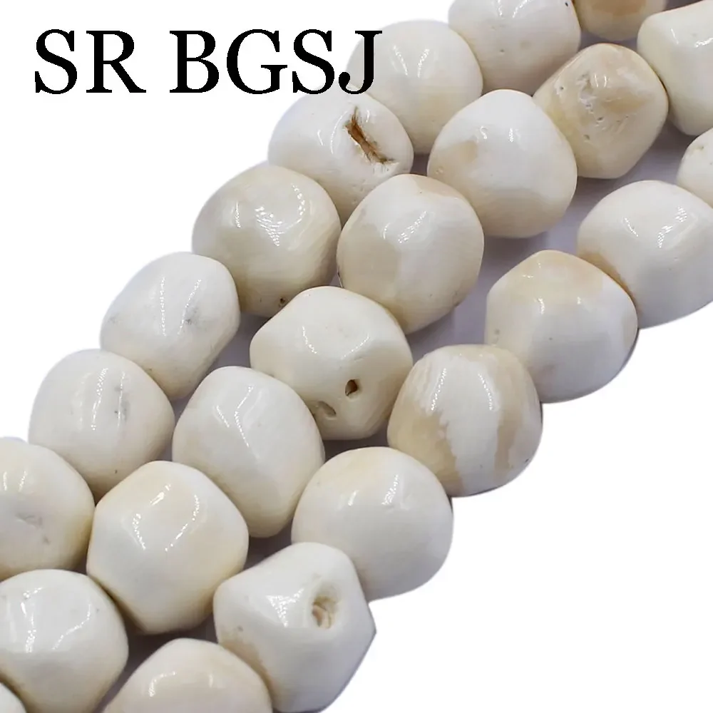 11-12mm Punk White Sea Bamboo Coral Nigerian Wedding Couple Original African Bridal Costume Party Jewelry Bride Groom Loose Bead