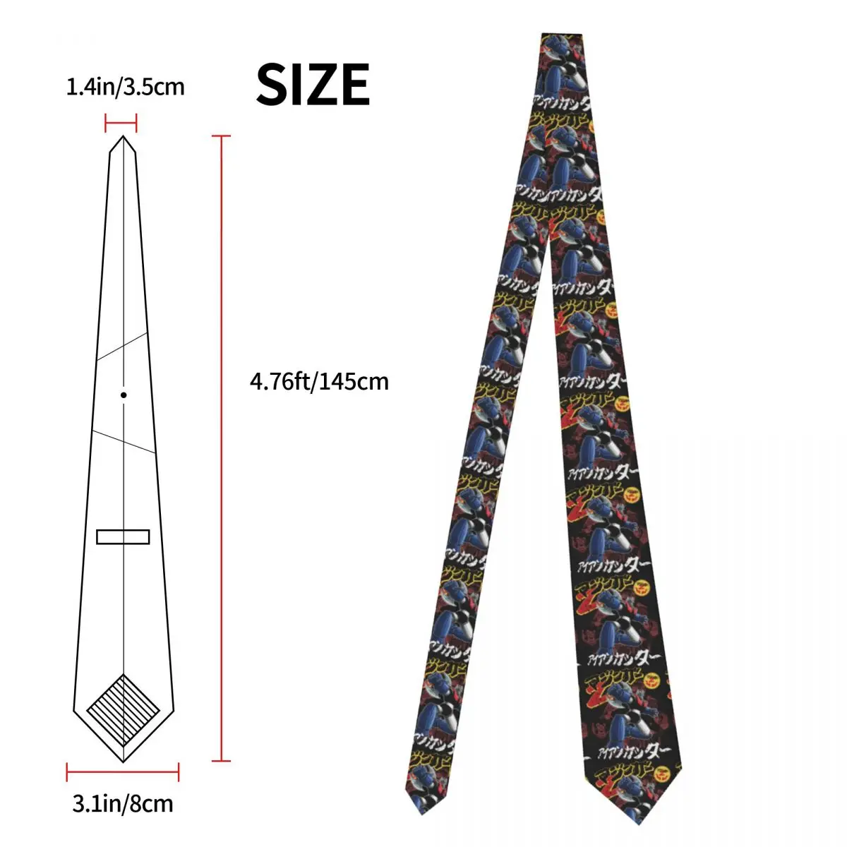 Mazinger Z Mecha Robot corbatas formales para hombres, corbata de seda personalizada, corbata de cuello de boda de dibujos animados, 80