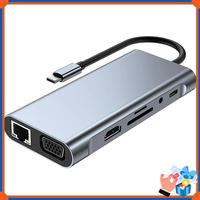 Compact 11 In 1 Type-C USB 3.0 Hub Multi-Port Laptop Docking Station Type C To 4K VGA PD RJ45 For  Pro Air