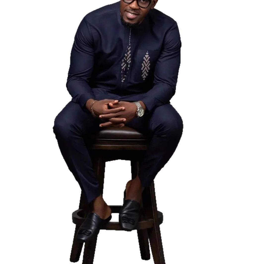 

Африканская одежда Dashiki для мужчин, весна-лето, модные африканские мужские комплекты из полиэстера с длинными рукавами и круглым вырезом, длинные брюки