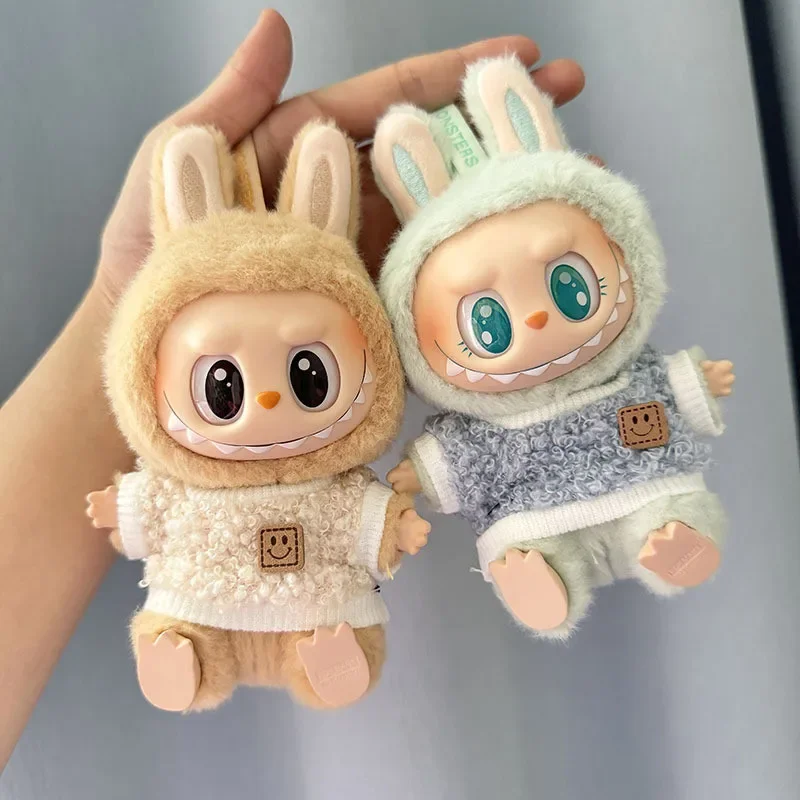 For 1st/2nd generation Labubu clothes sitting party baby clothes circle face shirt Mini Plush Doll'S Clothes Outfit Accessories