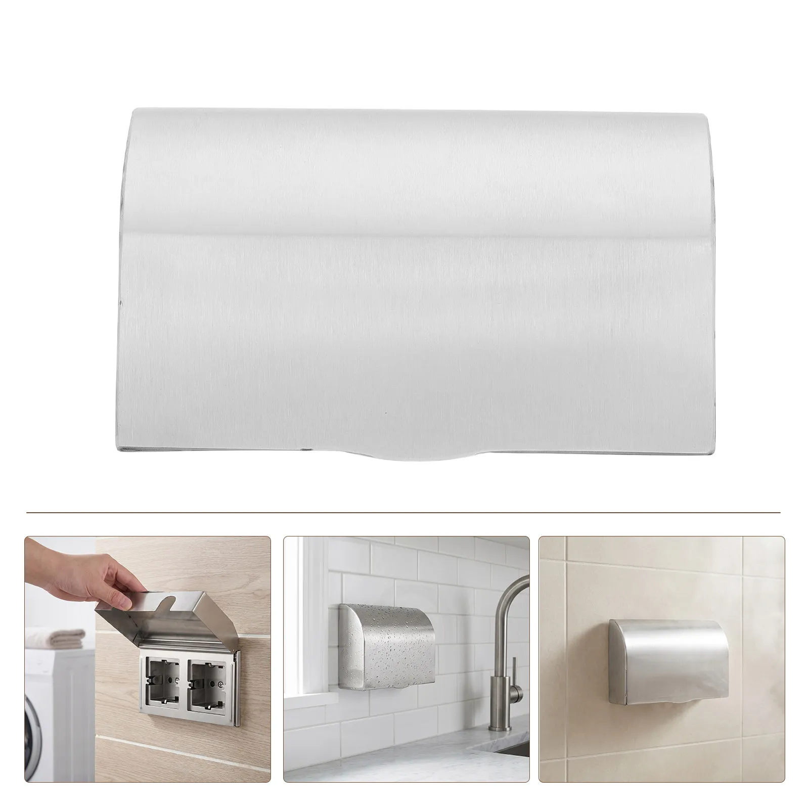 Stainless Steel 2 Gang Switch Socket Protector Cover Flip Waterproof Wall Outlet Panel Box for Bathroom Kitchen Safety