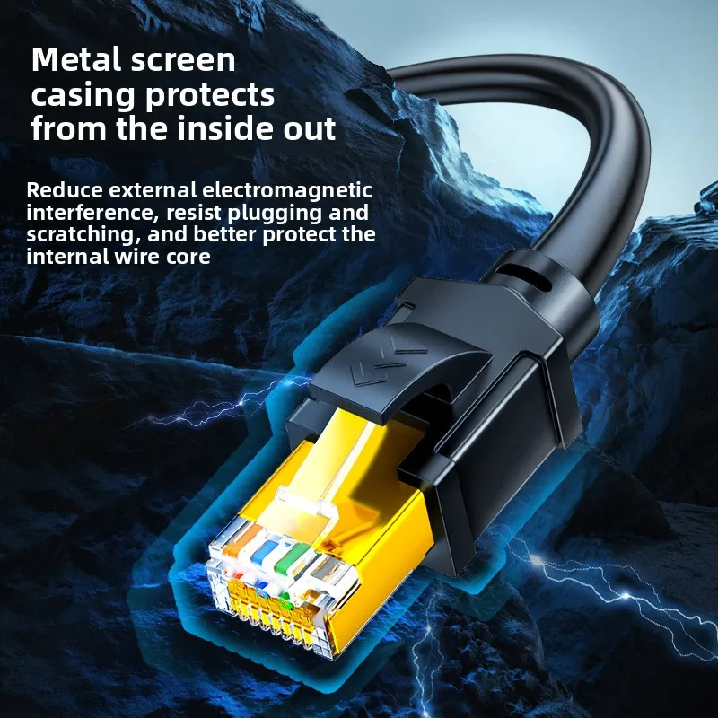 High-Speed CAT8 LAN Cable, Pure Copper Core, Double Shielding, for Gaming PC PS5 Router, Low Latency