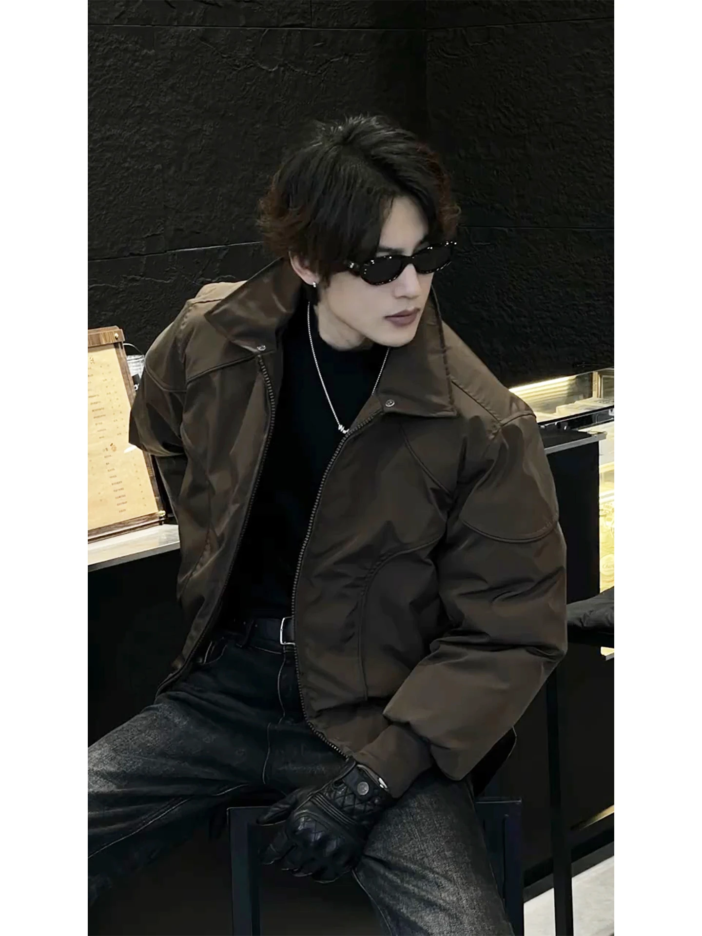 

Мужской бомбер Cleanfit Jaet с меховым воротником из ягненка, теплая хлопковая рабочая одежда, подставка для молодежи, зимнее волокно из полиэстера...