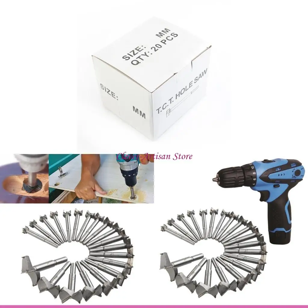 

E06B 20pcs/set 14-50mm Forstner Drill Bits Woodworking Centering Hole Cutter