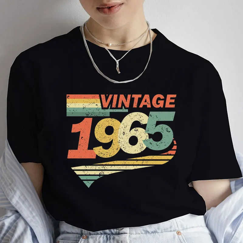 T Shirt Women Born in 1965 57th Birthday Gift Fashion Tee Shirts Casual Streetwear Birthday Party Female T-Shirt Vintage Tops