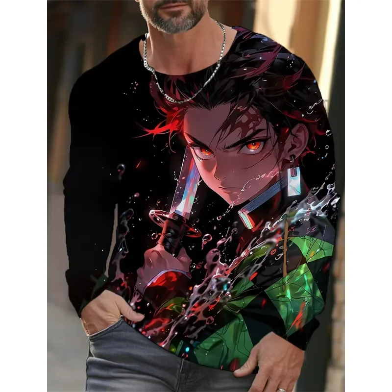 3D Long Sleeve Men's T-Shirt 2026 Anime Print HD Pattern Autumn Tops Casual Streetwear Fashion Graphic Tee for Men 2026