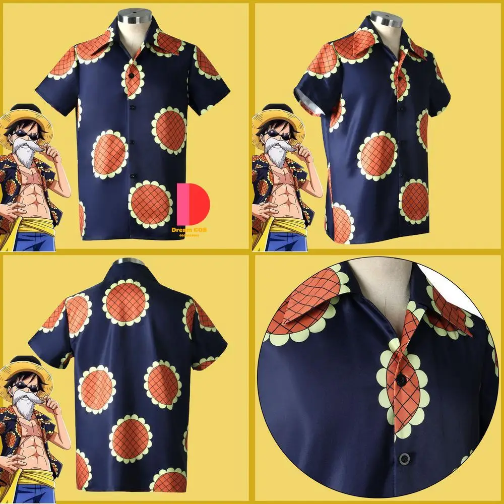 

Popular Anime Character Cosplay Costume Anime Luffy Sunflower Short Sleeve Casual Shirt Role Play Men's Comic Convention Party