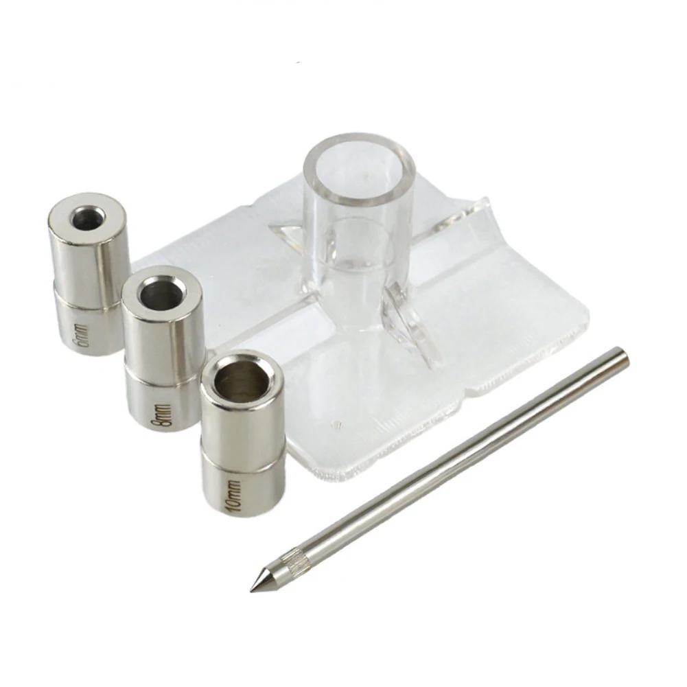 

Woodworking Drill Guide Positioning Plate with Hardened Steel Bushings for Stable and Accurate Drilling in Wood Projects