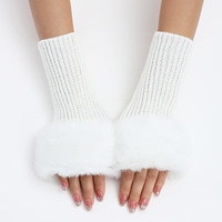 Fine Grain Short Woolen Gloves New Winter Woolen Gloves Female Fake Sleeves Knitted Warmth Exposed Fingerless Arm Sleeves