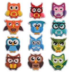 1-12PCS PVC Kawaii Animal Shoe Charms Fit Wristbands Colorful Owl Shoe Decoration Buckle Slipper Accessories Ornaments Kid Gift