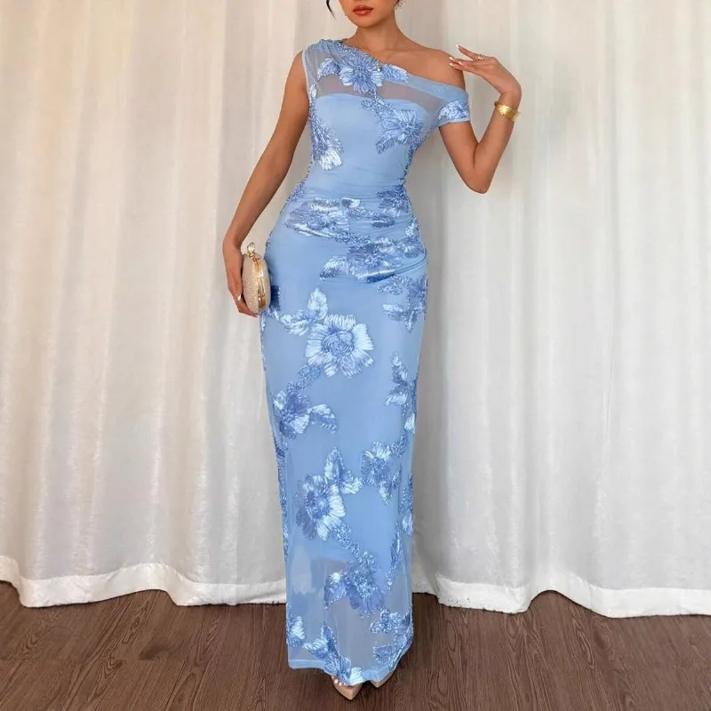 

2026 Spring New Printed Hip Wrap Dress Gala