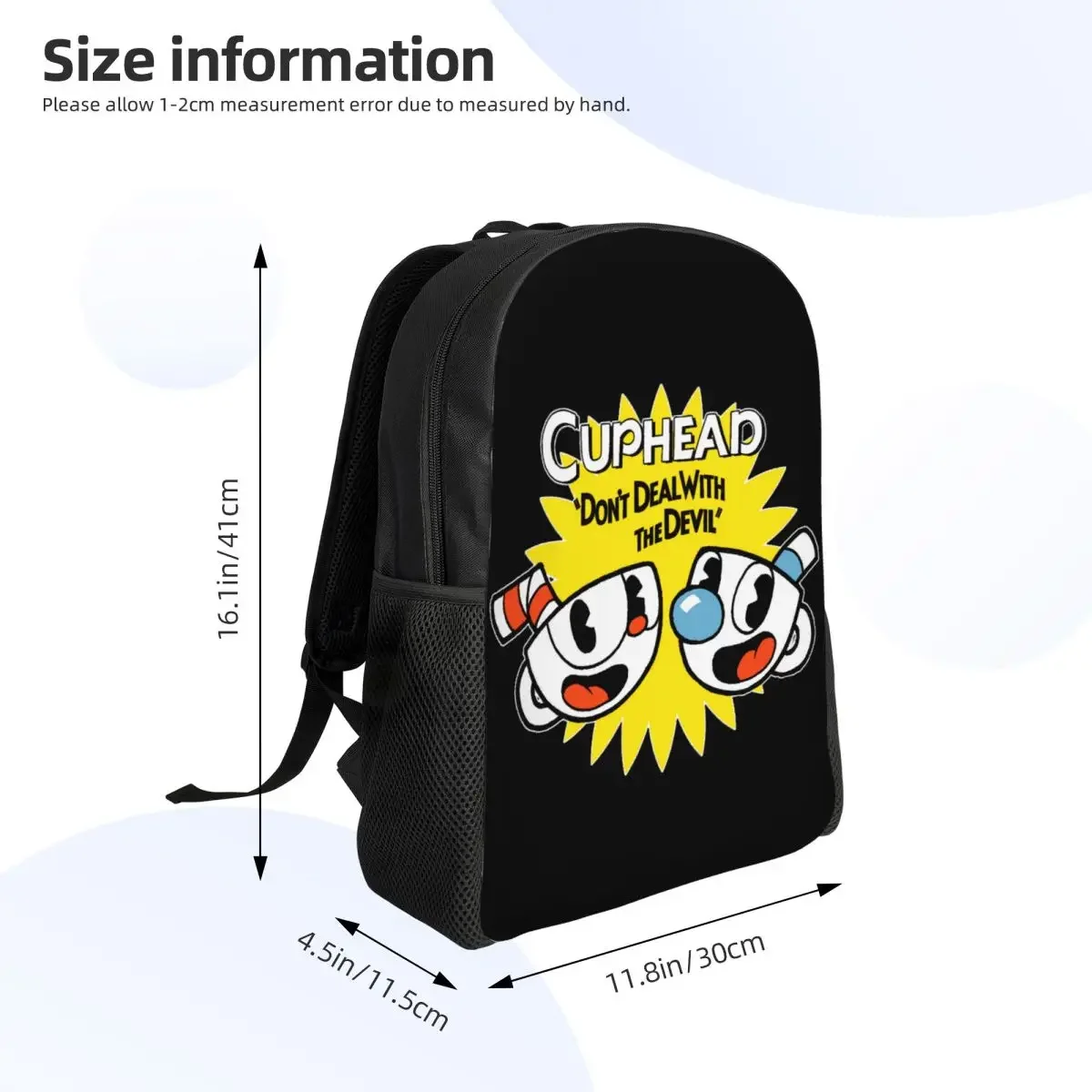 Custom Hot Game Cuphead Mugman Laptop Backpack Women Men Fashion Bookbag for College School Students Bags