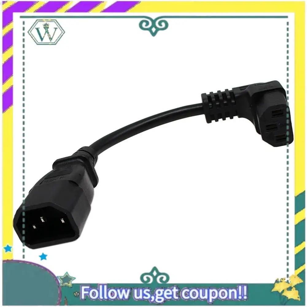 A28Q-2個 18cm IEC 320 90度 C13 3ピンメス - C14 3ピンオス PDU電源延長コード