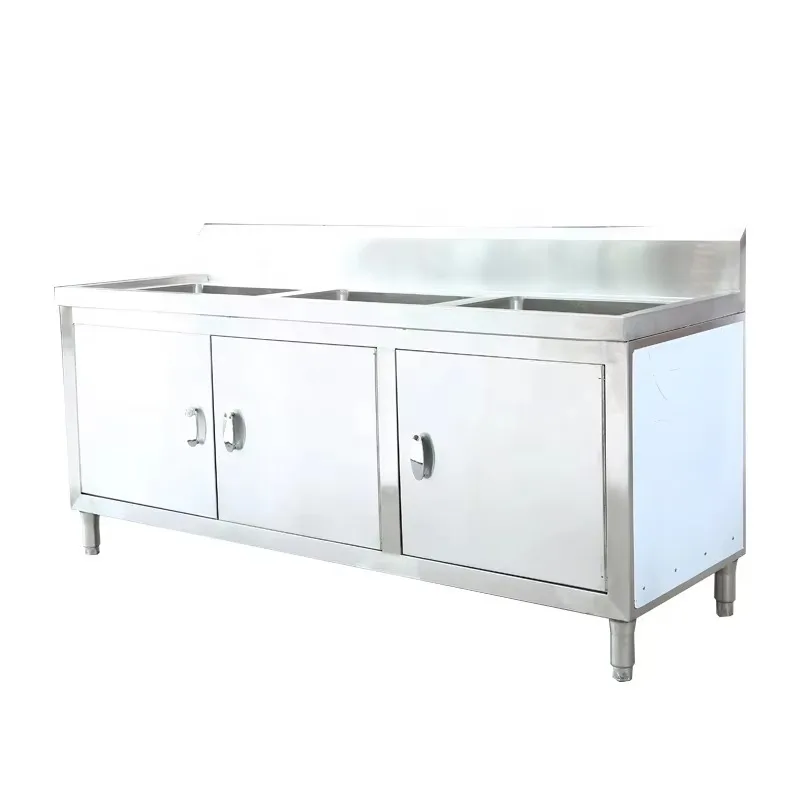 Sink Countertop Integrated Cabinet Sink Workbench Stainless Steel Kitchen Cabinet Commercial Sink Wash Basin