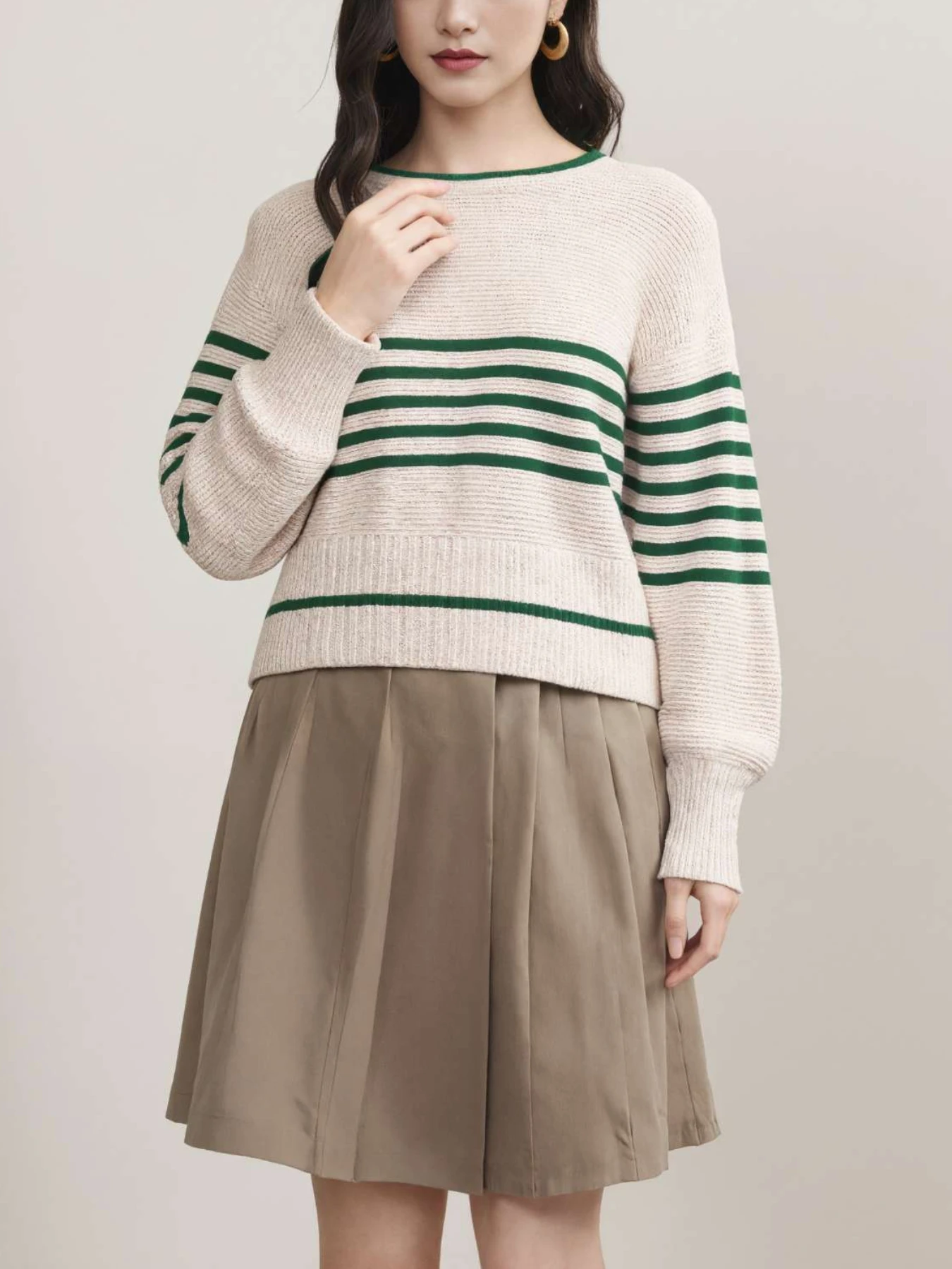 

Полосатый свитер в академическом стиле, топ с длинными рукавами, осенне-зимний свитер для женщин, кардиган в горизонтальную полоску для повседневных поездок, универсальный женский топ, чистый и милый трикотаж