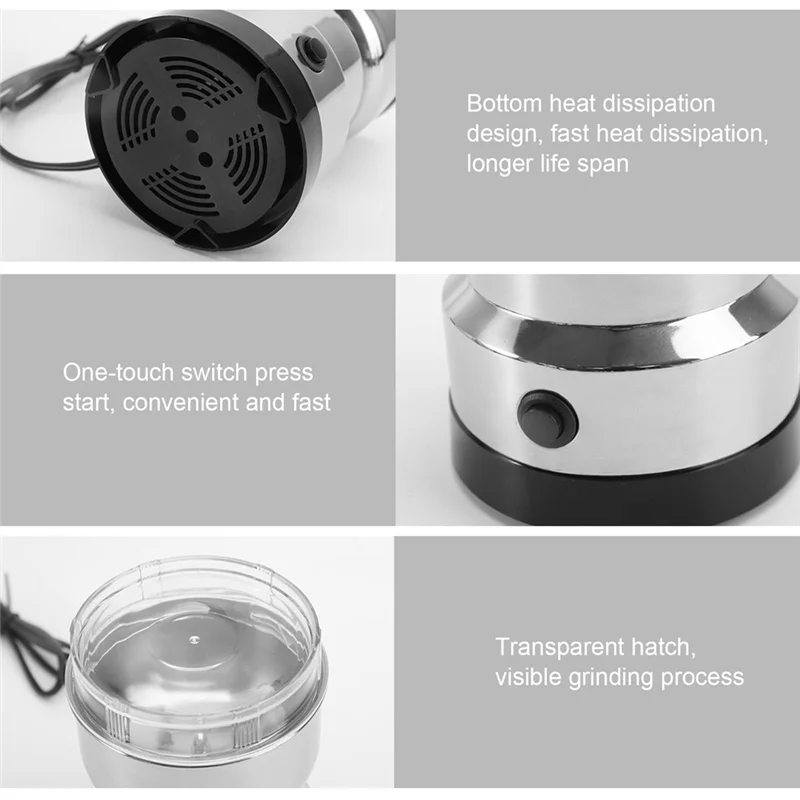 ABJO-Multifunctional 150W Electric Coffee Grinder And Grain Mill For Ultra Fine Coffee And Spices With AU Plug