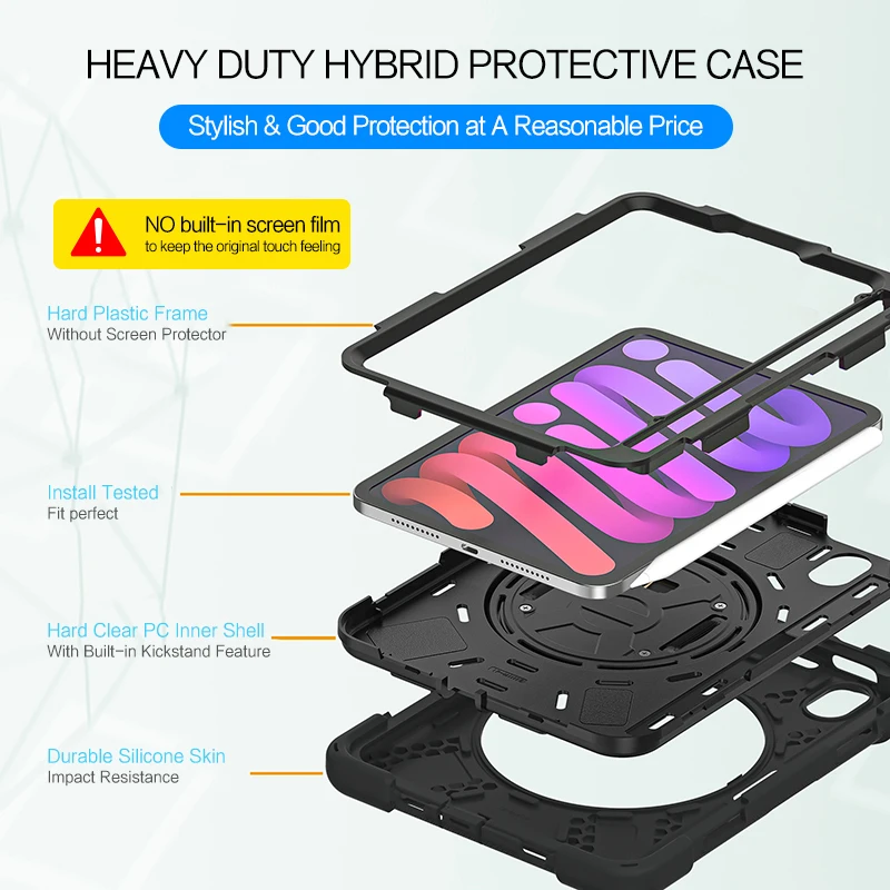 Heavy Duty Shockproof Case For iPad Mini 6 7 6th 7th Generation 8.3' / iPad Mini A17 Pro Mini7 Tablet PC Kids Silicon Cover Case 5